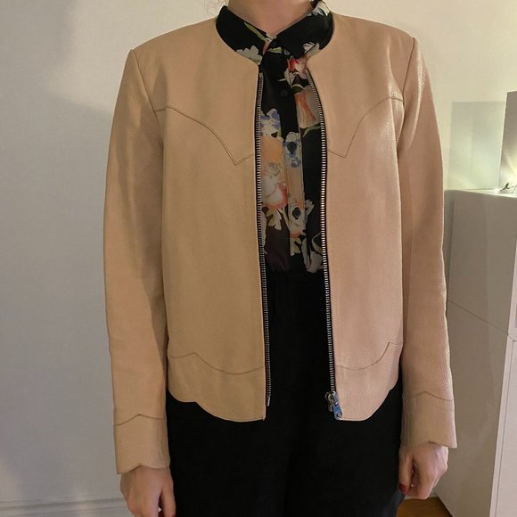 Sandro leather jacket with scalloped edges - Picture 1 of 7